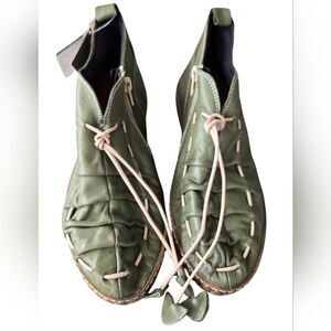 Forest Green Goblincore Renaissance Nature Fairy Whimsical Elfcore Wedge Boots